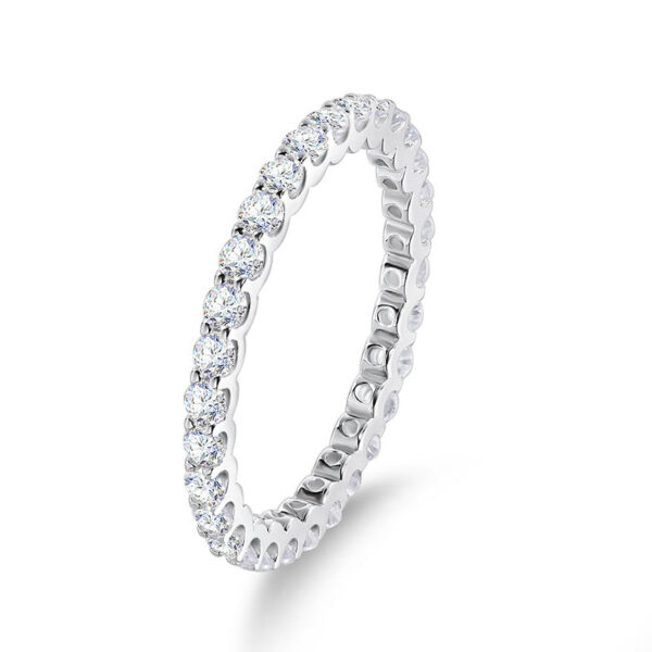 Smyoue 0.9ct 2mm Moissanite Ring for Women Men Full Enternity Match Wedding Diamond Band 100% Solid Sier Stackable Rings