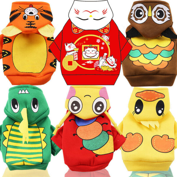 952b3622b46c1b97 Cartoon Winter Halloween Costume Small Warm Puppy Clothes Soft Dog Hoodie Coat Pet Cosplay Clothing