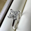 952e84845cfb863b Certified 1/2Carat Princess Cut Moissanite Solitaire Rings for Women Sterg Sier Classic Dia Engagement Wedding Band