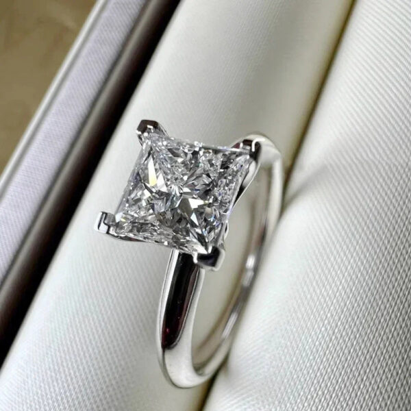 952e84845cfb863b Certified 1/2Carat Princess Cut Moissanite Solitaire Rings for Women Sterg Sier Classic Dia Engagement Wedding Band