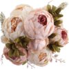 95333296fadea586 Duovlo Springs Flowers Artificial Silk Peony Bouquets Wedding Home Decoration,Pack of 1 (Spring Red)