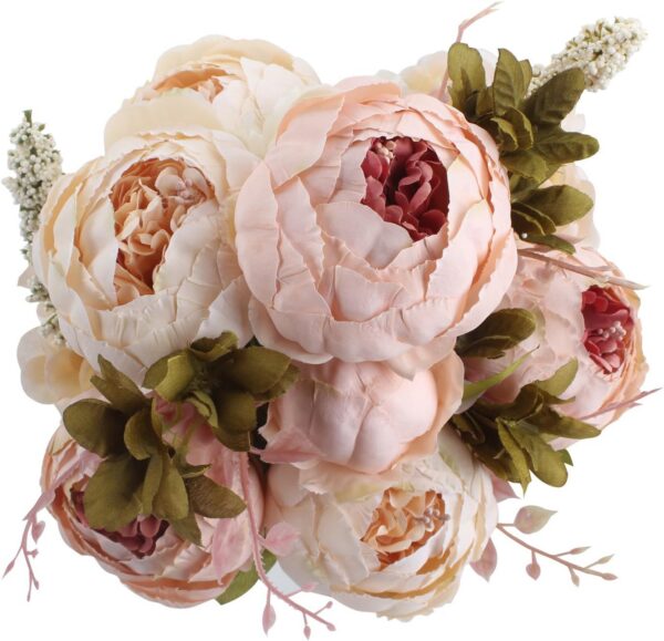 95333296fadea586 Duovlo Springs Flowers Artificial Silk Peony Bouquets Wedding Home Decoration,Pack of 1 (Spring Red)