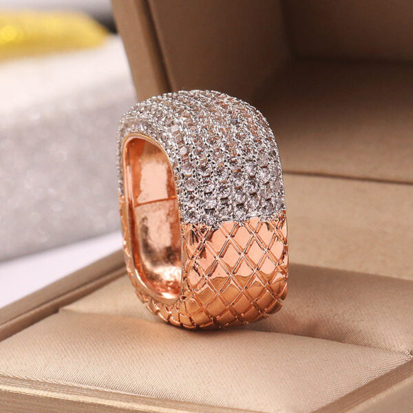 HOYON 14K Rose Gold Women's Jewelry Exquisite Anillos De Wedding Bizuteria Hip Hop Square Natural Diamond Ring for Men