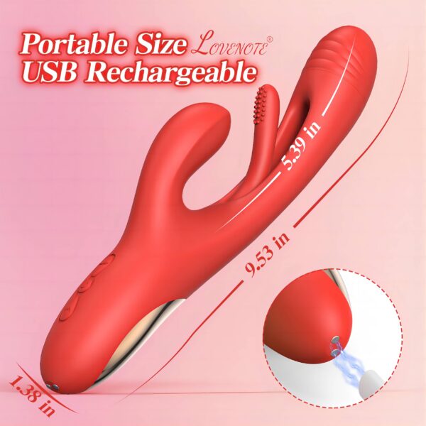 954c4364b58a446d Dildo Rabbit Toys-LOVENOTE G Spot Vibrator Massager for Women Clitoral Nipple Stimulation, 3 in 1 with 14 Vibration & 7 Tongue Licking Flapping, Adult Sex Toys (Red)