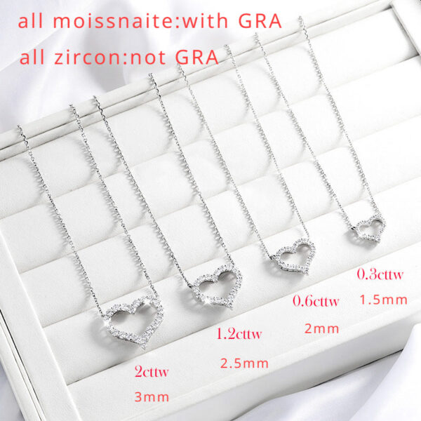 Smyoue 2CT Pass Tested Moissanite Heart Necklace for Women S Sier Plated Platinum Simulated Diamonds Pendant Birthday Gift