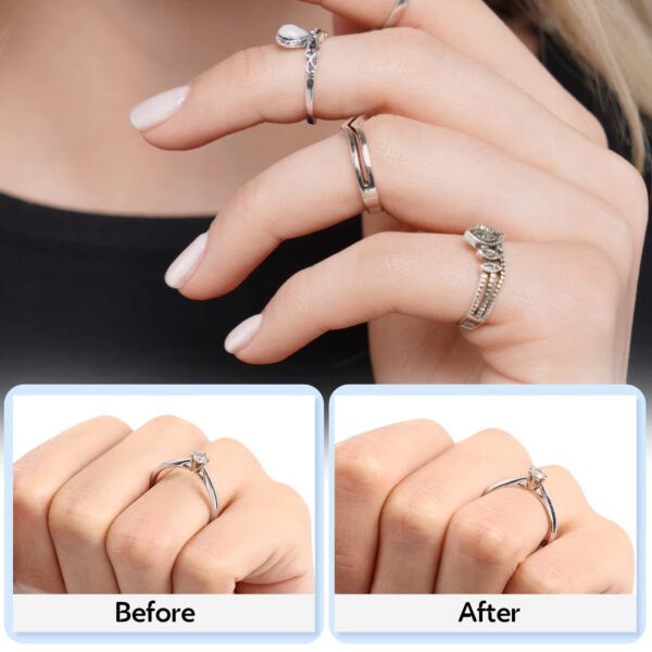 Anpro 15 Pack Size - with 3 Sizes Clear Sizer Adjuster Loose Rings,Spiral Silicone Tightener Set,Invisible Ring Guards(Please See Below Picture for The Steps)