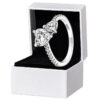 New arrival Double Heart Sparkling Ring Solid Sier Women girlfriend Gift Jewelry For Lover CZ diamond P brand finger nail Rings with Original box Set