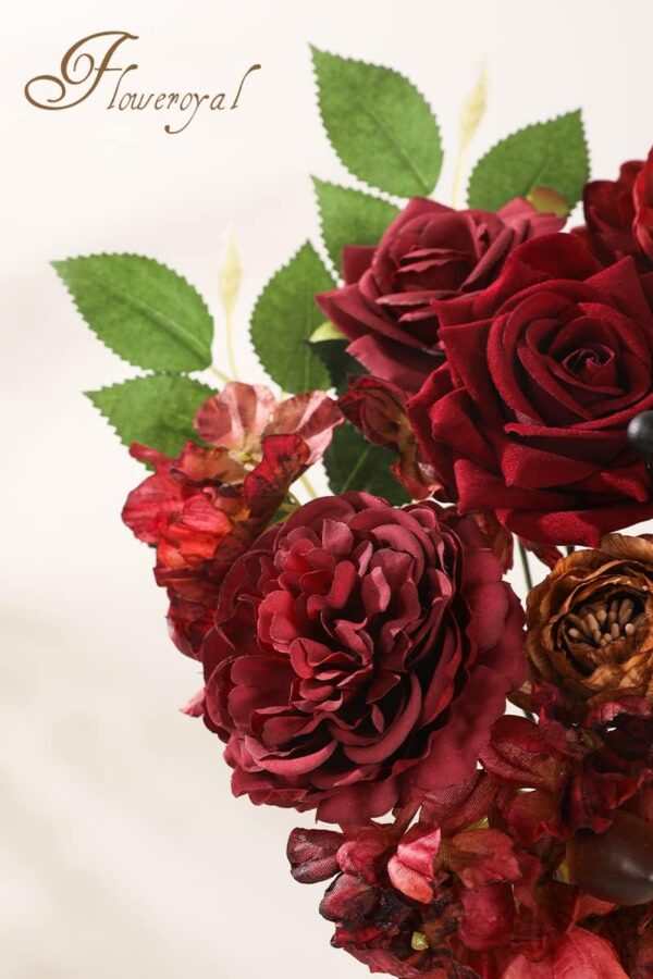 95775bc56180bd89 Floweroyal Artificial Flowers Combo Dusty Blue Flowers Mix Silk Flowers Dahlia Roses with Stems for DIY Wedding Bridal Bouquets, Baby Shower, Floral Arrangement, Table Centerpieces, Home Decorations.