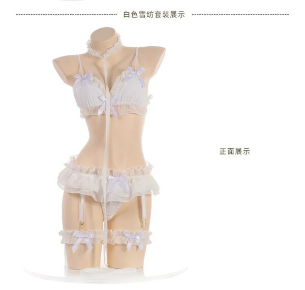 Japanese Women Sex Lingerie Set Bdsm Clothing Lace Ruffle Sex Underwear Kawaii Costume Garter Maid Transparent Exotic Sleepwear
