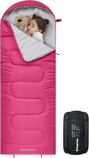 958288baf60104ba KingCamp Kids Sleeping Bag 3 Season- Lightweight Waterproof Camping Sleeping Bag Indoor & Outdoor Use for Kids for Camping with Compression Sack