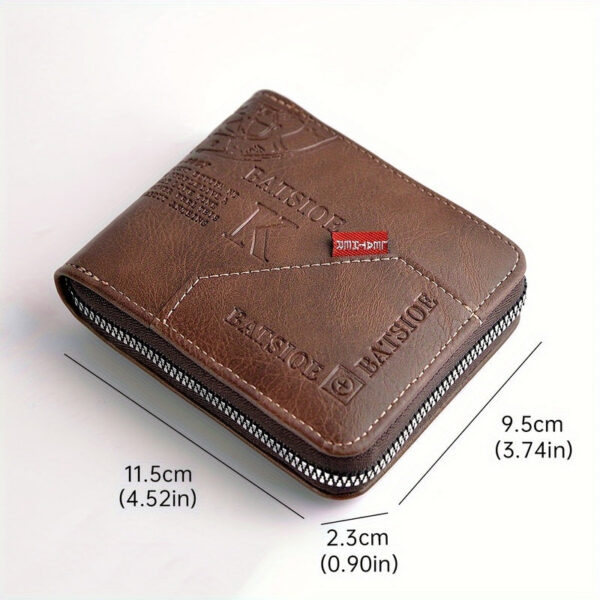 958432ba19bcfb25 Men's Wallet Made of PU Wax Oil Skin for Men Short Male Card Holder Wallets Zipper Around Money Coin Purse