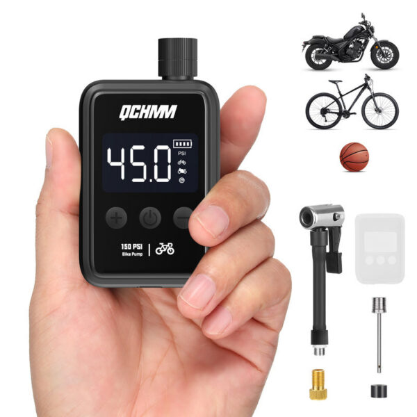 Mini Electric Pump with Digital LCD Pressure Gauge, Ultra Small 120 PSI Bicycle Air Pump, 500 mAh, Type-C