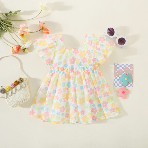 Infants Summer Children Clothes Sweet Baby Girl Dress Korean Style Colorful Flower Dresses Soft Skin-friendly 0-3 Y Kid Toddlers