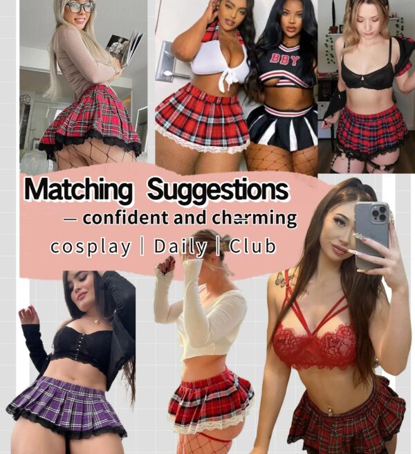 959cd63832cc957e Avidlove for Women Sexy Lace Two Piece Lingerie Outfits with Tie Top and Mini Pleated Skirt Set