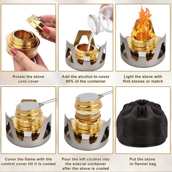 95a314f43577d029 2 Pack Mini Alcohol Stoves, Ultralight Portable Spirit Burner Furnace, Camp Stove with Aluminum Stand, Grey Alcohol Fuel Stove for Outdoor Backpacking Hiking Camping Survival Picnic Cooking