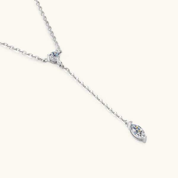 IOGOU Moissanite Y-Shape Necklaces for Women Marquise 3x6mm & 3mm Round Cut Diamond Pendant Sier Accessories Jewelry