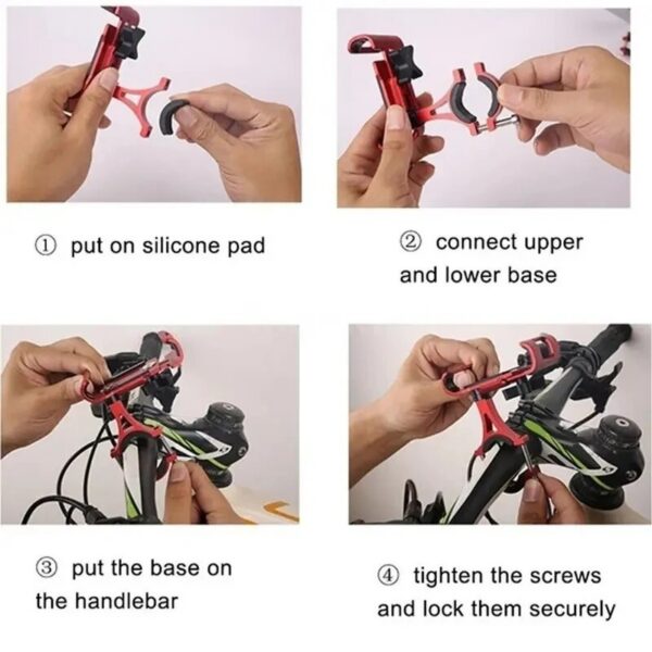 95a609a6ff9fa12b Metal Motorcycle Bike Phone Holder Aluminum Alloy Anti-slip Bracket GPS Clip Universal Bicycle Stand Support for All Smartphones