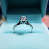 With Certificate White Gold Color Rings for Women 2.0ct Round Zirconia Diamond Solitaire Ring Wedding Band Engagement Bridal