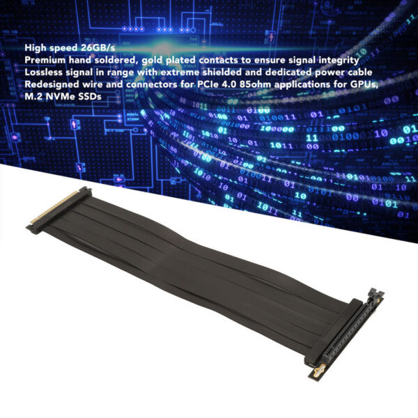 PCIE 4.0 X16 Riser 15.8in Vertical Mount Low Loss High Speed GPU Extension Cable Shielding Z690 RTX4090 for X570