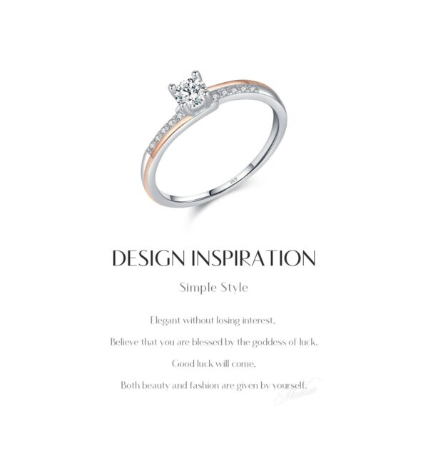 95b085f99a39e299 MODIAN 925 Sterling Silver Classic Wedding Elegant Ring Rose Gold Color Line Unique Metallic Contrast Design Jewelry For Women