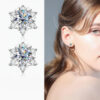 95b10302aca50c96 S925 silver moissanite snowflake earrings for women, fashionable and classic 6-claw design as a Valentine's Day gift for friends