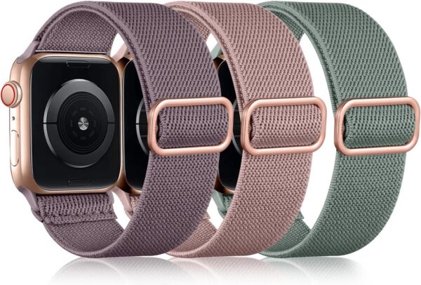 95ba70099447ec06 DaQin 3 Pack Elastic Bands Compatible with Apple Watch Band 45mm 44mm 49mm 42mm 41mm 40mm 38mm Women Men, Soft Nylon Solo Loop Straps for Apple Watch SE iWatch Series 9/8/7/6/5/4/3/2/1/Ultra/Ultra 2