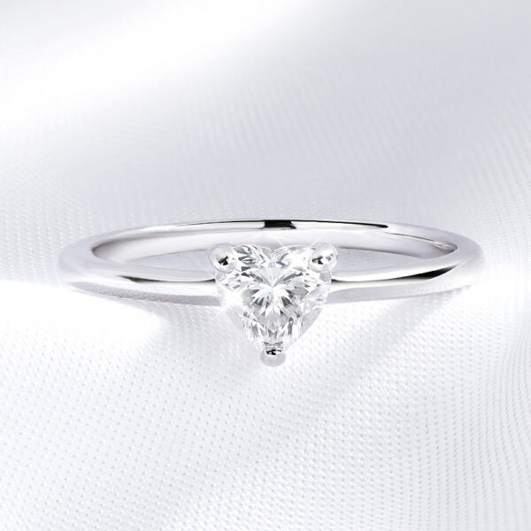 Smyoue White Gold 0.5ct 5mm Heart Cut Moissanite Ring for Women S Solid Sier Lab Diamond Wedding Band Jewelry GRA