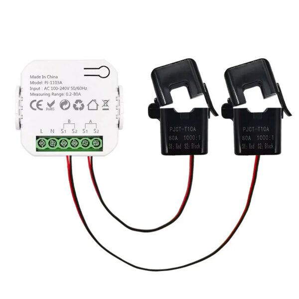 95c9549981ce5082 Tuya Smart New WiFi Energy Clamp Bidirectional Meter with Buzzer Alarm for Threshold App Monitor Export Import Power AC110V/240V