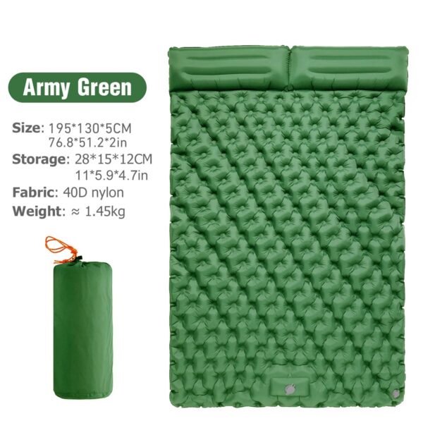 95d7c62423f532a1 WESTTUNE Double Inflatable Mattress with Built-in Pillow Pump Outdoor Sleeping Pad Camping Air Mat for Travel Backpacking Hiking