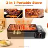 Gaskochfeld, Camping Stove Gas Portable mit Grillnetz und Backblech, 0.25-0.3MPa Gaskochfeld für Küche Camping, Campinggrill Gas Klein für Propan und Erdgas, 41.5 * 28 * 11cm