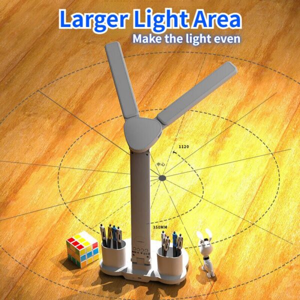 95e48b5c97791a76 LED Clock Table Lamp USB Chargeable Dimmable Desk Lamps 2 Heads 180 Rotate Foldable Eye Protection Desktop Reading Night Lights