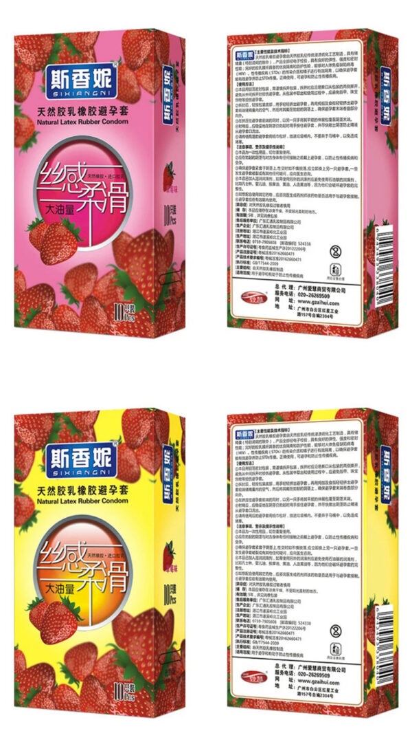 10 Pcs/Box Strawberry Flavor Condoms Sex Products Women Vaginal Stimulation Condom Men Full Oil Ultra-thin Smooth Penis Sleeve