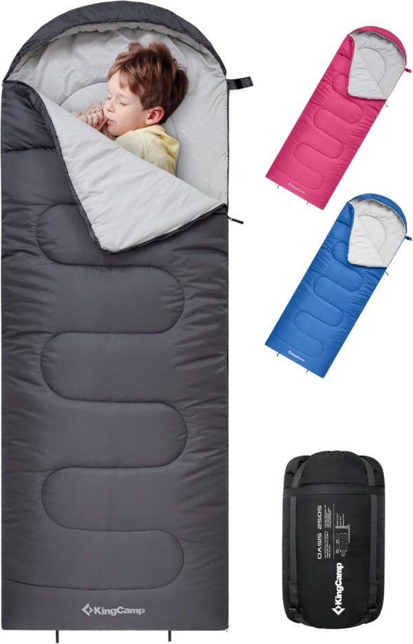 95ece2b801b5b8d5 KingCamp Kids Sleeping Bag 3 Season- Lightweight Waterproof Camping Sleeping Bag Indoor & Outdoor Use for Kids for Camping with Compression Sack