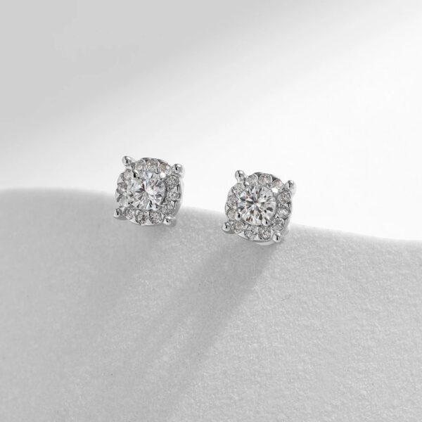 MODIAN D Color Moissanite Stud Earrings Round Cut Lab Created Diamond 925 Sterling Silver Silver Bridal Jewelry For Women Gifts