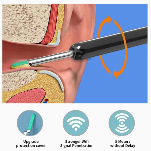 Wireless Visual Wax Removal Safe Endoscope Earpick with Camera 1080P Luminous Otoscope Ear Cleaning Tools