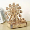 Ferris Wheel Music Box Model with LED Light 3D Wooden Puzzle DIY Assembly Building Kit Home Decoration Crafts Adults Kids Gift