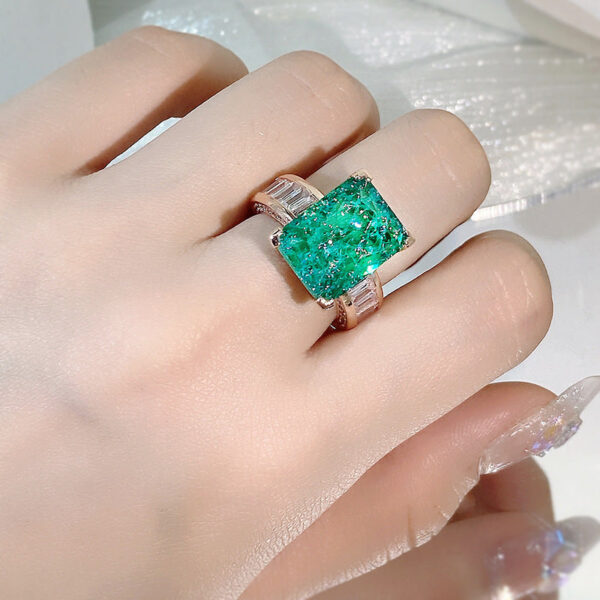 NEW Fashion Gold S Sier Emerald Paraiba Couples Ring For Women Full Diamond Zircon Engagement Gift Jewelry