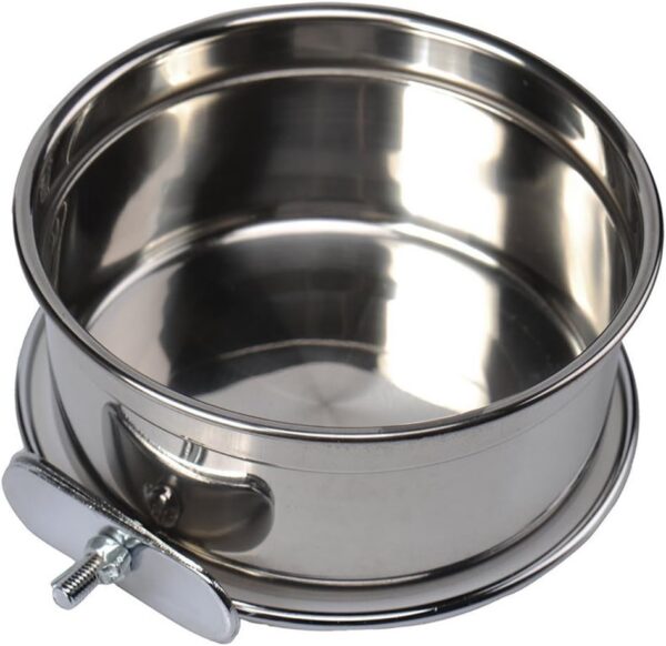 Pet Bird Food Feeding and Drinking Hanging Cup Clamp Holder Stainless Steel Hanging Bowl for Parrot Macaw African Greys Budgies Parakeet Cockatiels Conure Lovebirds Finch Pigeon Cage