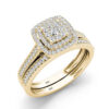 96281d56b4c8aa6f 2pcs Engagement Rings for Women Original Sterling Sier Ring Set 14k Gold Plated Bridal 2Ct Round Cut Lab Diamond Jewelry
