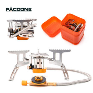 962aeb87d90cb43f PACOONE Camping Gas Stove Outdoor Windproof Tourist Burner Portable Folding Ultralight Tourism Cooker Equipment Hiking Picnic