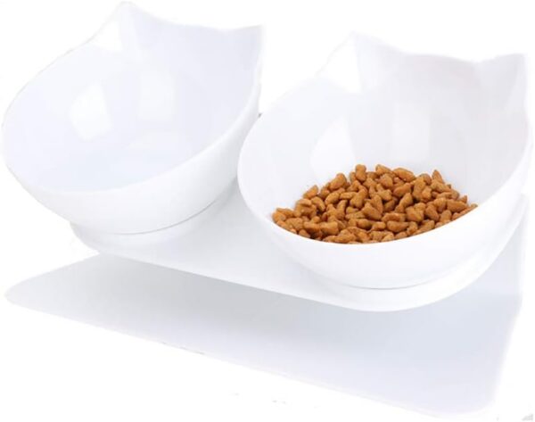 Elevated Cat Bowls with Raised Stand, Pet Food Water Feeder Bowl, 15° Tilted Pet Bowl Stress-Free Suit for Cats Small Dogs
