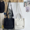 Mini Canvas Satchel Bag With Top Handle, Multi Pockets Shoulder Bag, Portable Lunch Box Storage Bag
