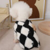 Fashion Plaid Fleece Puppy Coat Jack Dog Clothes Bear Vest Dogs Clothing Pet Outfits Cute Winter Yorkies Costume