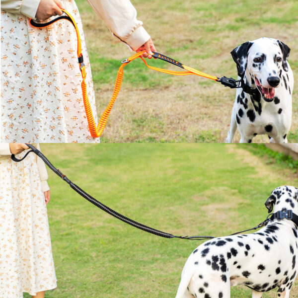 965f8bcc5e602b70 Heavy Duty Tactical Bungee No Pull Dog Leash Reflective Shock Absorbing Pet Leashes with Car Seatbelt for Large Dogs