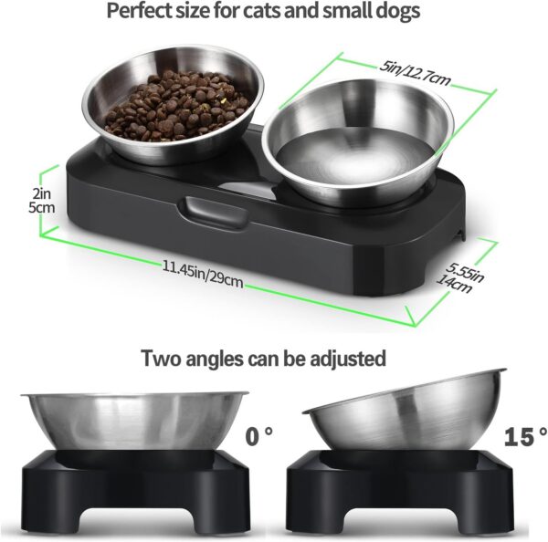 9662ba8ca771edf5 Cat Bowls - Elevated Cat Food Bowls, Anti Vomiting Cat Bowl Set, Stainless Steel Cat Bowls,Cat Bowls for Food and Water, Raised Cat Bowls for Indoor Cats, Orthopedic Cat Bowl