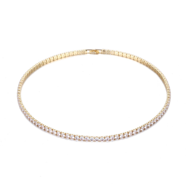 966305992de8b45c Trendy 4mm Lab Zircon Necklace White Gold Filled Party Wedding Necklaces For Women Bridal Tennis Chocker Jewelry Gift