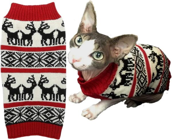 96726232cfa7826c White Embroidery Snowflake Ugly Vintage Knit Reindeer Holiday Festive Christmas Dog Sweater Dress for Puppy,X-Small (XS) Size Back Length 9"