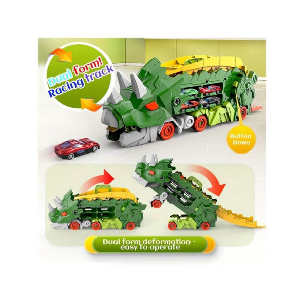 New product folding dinosaur Transporter Car Toys compeve game roll to eat & store die-cast cars（Come with2 Metal Cars）