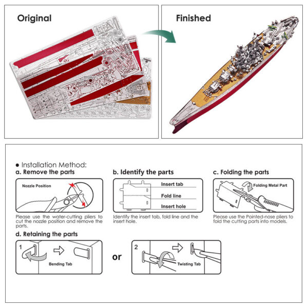 Piececool 3D Metal Puzzle Model Building Kits - Yamat Battleship Jigsaw Toy ,Christmas Birthday Gifts for Adults