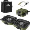 Naturehike 2 Burner Folding Camping Stove, Portable Propane Gas Stove with Carry Bag, 16000 BTU High-Performance Camp Stove with ETL Certification, Adjustable Burners & Piezo Ignition